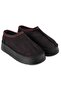 Bitter Brown Suede Textured Fur Inside, Flexible Sole, Flat Sole Boots Suitable for Daily Use