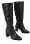 Black Faux Leather Pointed Toe High Heeled Boots with Zipper Detail and Classic Shape