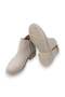 Cream Faux Leather Textured Low Heeled Boots with Double Side Zipper Detail for Daily Use Comfortable Boots - 3