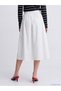 Alita City Natuvera White Poplin Plain Midi Women's Skirt with a Difference - 4