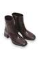 Brown Leather Textured Comfortable Form Double Zipper Metallic Heel Detailed Casual Boots - 3