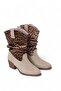 Beige Leopard Patterned Flexible Sole Thick Heeled Comfortable Design Medium Size Boots - 2