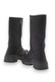 Black Quilted Patterned Flexible Sole Non-Slip Serrated Bottom Surface Zipper Detailed Boots - 4