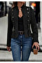 Women's judge collar button detailed short suede jacket