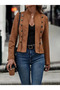 Women's Judge Collar Button Detailed Short Suede Jacket