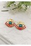 Eye Figured Coral Red Bead Detailed Gold Earrings 2.5X2 cm