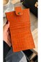 Orange Color Crocodile Patterned Women's Wallet and Card Holder - Multi-Compartment Snap Fastener Mini Wallet - 3