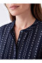 Two Mt Shop Quality Lcw Grace Navy Blue High Collar Patterned Women's Shirt Tunic - 3