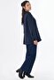 Collar Detailed Quilted Jacket Navy Blue - 6