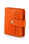 Orange Color Crocodile Patterned Women's Wallet and Card Holder - Multi-Compartment Snap Fastener Mini Wallet - 5