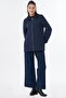 Collar Detailed Quilted Jacket Navy Blue - 3