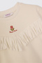 Baby Girl Tasseled Ecru Sweatshirt - 3