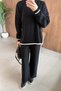 Melisa Stripe Detail Pique Set Black - 4