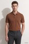 Ds Damat Regular Fit Caramel 100% Cotton Long Lasting Non-Curling Polo Collar Embroidered T-Shirt