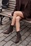 Women's Pointed Toe Zippered Suede Look Thin Heeled Boots Vesron Brown Suede - 4