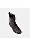 Women's Bitter Brown Lace-Up Zippered Leather Boots - 6