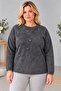 Women's Water Drop Stone Embroidered Crew Neck Comfortable Fit Knitwear Sweater C27051-Anthracite