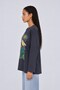 Patterned low shoulder sweatshirt indigo - 3