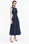 Women's Sleeveless Flared Denim Maxi Dress - 2