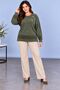 Women's Crew Neck Branch Leaf Embroidered Stone Detailed Textured Knitwear Sweater C27061-Khaki - 4