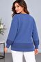 Women's Crew Neck Branch Leaf Embroidered Stone Detailed Textured Knitwear Sweater C27061-Blue - 8