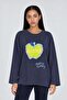 Cotton sweatshirt with text detail - indigo