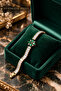 Emerald Green Floral Motif Thick Steel Bracelet with Gold Color Chain