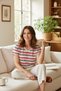 Women's Knitted Short Sleeve V-Neck T-Shirt - 3