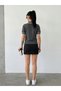 Women's Black High Waist Slit Detailed Steel Knitted Mini Skirt -42 cm - 3