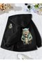 Unisex Black Beret Cool Cat Printed Front and Back Zippered Sweatshirt Printed Premium Oversize T-Shirt