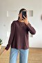 Brown Soft Textured Long Sleeve Sweatshirt