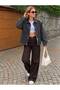 Women's Oversize Denim Jacket Navy Blue Kt001484 - 3