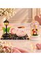 Led Street Light Pink Bow Mug and Led Light-Up Heart Holding Lovers Figurine Jar