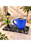 Blue Mug with Led Street Light and Scented Candle with Black Marble Base - 3