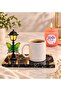 White Mug with Street Lamp Design and Scented Candle with Black Marble Base