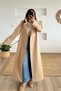Beige Stand Collar Lined Maxi Trench Coat