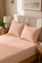 100% Cotton Combed Breathable Fabric Elastic Bed Sheet 2 Pillowcases Gift Salmon Color - 4