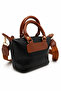 Women's Daily Hand and Shoulder Bag Black Tan – with Zipper Pocket and Strap - 3