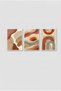 3-Piece Abstract Earth Tones White Wooden Framed Mdf Painting Set - Living Room Wall Decor Huhu3315 - Triple Painting Set White Frame - 2