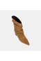 Women's Tan Draped Pointed Toe Heeled Suede Leather Boots - 7