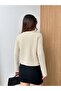 Women's Gold Buttoned Knitwear Cardigan with Pockets - 5