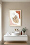 Hands and Flower Wooden Framed Mdf Painting - Single Line Minimal Bathroom Decor Huhu3263 - Single Painting Natural Wood Frame