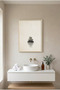 Superimposed Zen Stones Wooden Framed Mdf Painting - Japandi Stone and Water Bathroom Decor Huhu3258 - Single Painting Natural Wood Frame