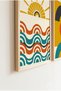 3-Piece Mid-Century Geometric Wood Framed Mdf Painting Set - Living Room Wall Decor Huhu3318 - Triple Painting Set Natural Wood Frame - 3