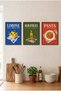 3-Piece Vintage Market Poster Black Wooden Framed Mdf Painting Set - Kitchen Wall Decor Huhu3247 - Triple Painting Set Black Frame