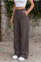High Waist Wide Leg Loose-Fitting Buttoned Fabric Trousers - 4