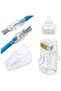 Cat6 Pass Through Connectors for a UTP Cable & Strain Relief Boots for Solid Wire and Standard Cable, Transparent ez pass through rj45 EZ Crimp Modular Data Plug ® (25 PACK)