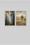 2-Piece Pine Forest and Country House Wooden Framed Mdf Living Room Painting Set Huhu3308 - Double Painting Set Natural Wood Frame - 2