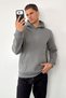 Men's Hooded Brand Printed Sweatshirt with Pocket Detail Light Khaki - 27K 5281 - 3