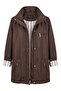 Line Detailed Plus Size Trench Coat Brown - 2